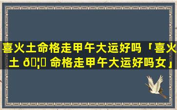 喜火土命格走甲午大运好吗「喜火土 🦄 命格走甲午大运好吗女」